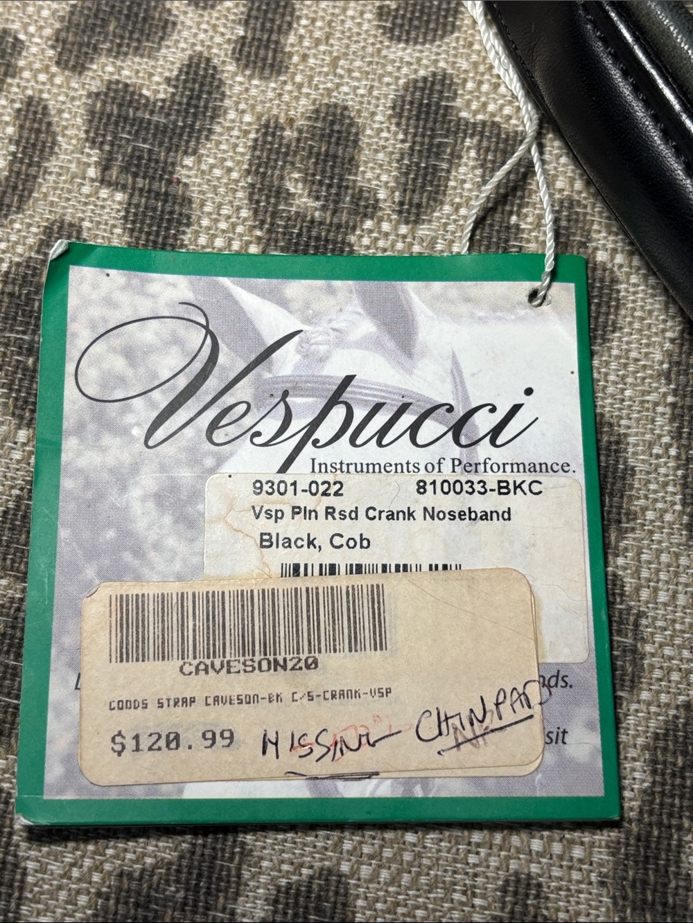 NWT* Vespucci plain raised crank Noseband (missing chin pad) cob size - Picture 3 of 11